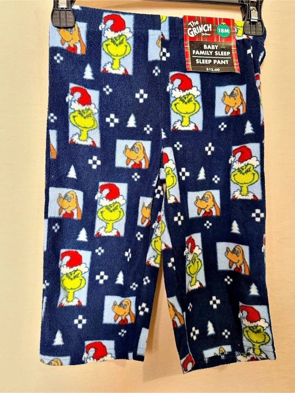The Grinch pajama bottoms Fleece Blue Baby 18M NWT